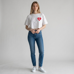 DALI ‘Dali est belle’ Cropped Oversized T-Shirt (White)
