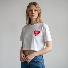 DALI ‘Dali est belle’ Cropped Oversized T-Shirt (White)