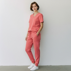 DALI Salon Scrubs with Elasticated Joggers (Rose Pink)