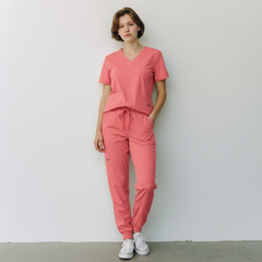 DALI Salon Scrubs with Elasticated Joggers (Rose Pink)