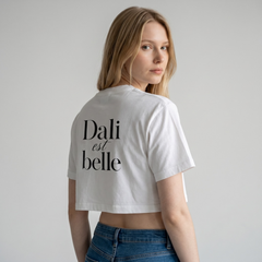 DALI ‘Dali est belle’ Cropped Oversized T-Shirt (White)