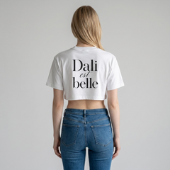 DALI ‘Dali est belle’ Cropped Oversized T-Shirt (White)