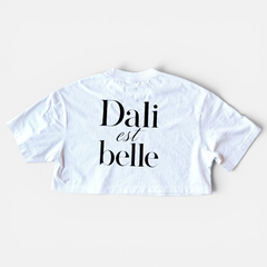 DALI ‘Dali est belle’ Cropped Oversized T-Shirt (White)